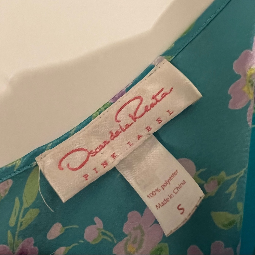 FINAL SALE Rare Oscar de la Renta Pink Label Blue Floral Slip Dress - Picture 5 of 6